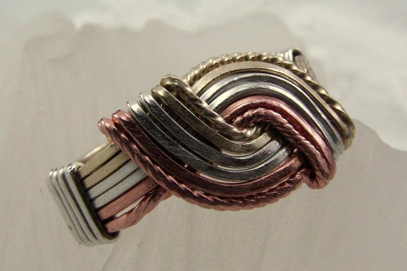 Tri Metal Hug Ring (Sterling  Silver, Copper, and Gold filled)