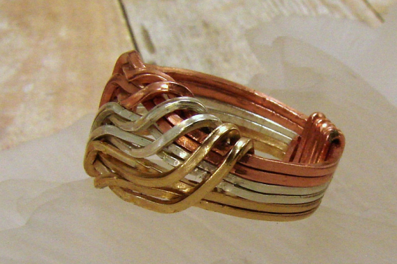 Tri-Metal Wave Ring (Sterling, Goldfill, Copper) Any size up to size 10