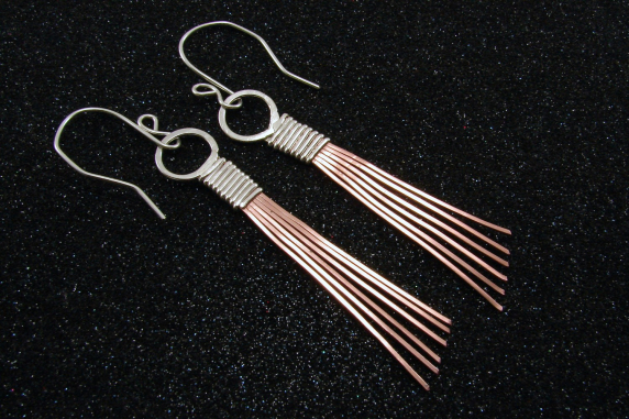Sterling Silver and Copper Earrings
