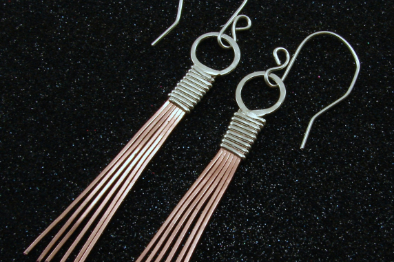 Sterling Silver and Copper Earrings