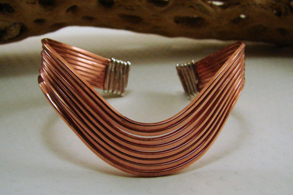 Copper and Sterling Silver Wavy Bracelet