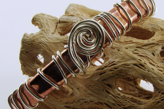 Copper Tubing and Sterling Silver Bangle