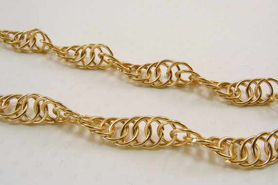 Red Brass Twisted Chain Maille Necklace