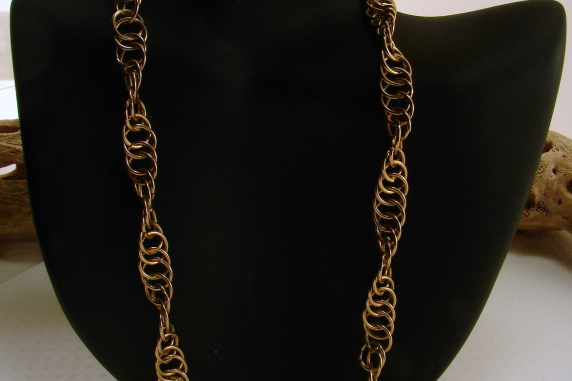Red Brass Twisted Chain Maille Necklace