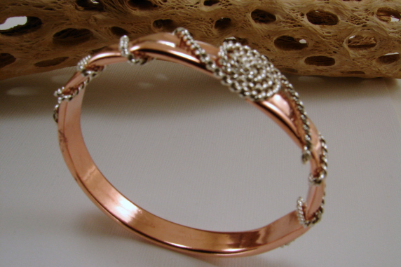 Copper Tubing and Sterling Silver Bangle  Bracelet - Various Sizes