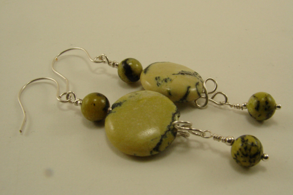 Yellow Turquoise and Sterling Silver Earrings