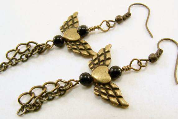Antique Brass Angel Wing Earrings