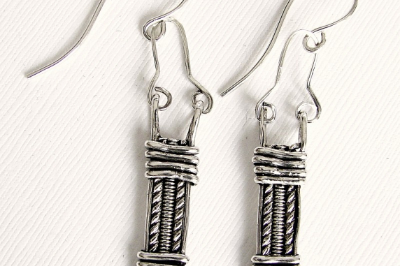 Sterling Silver Pattern  Wire wrapped Earrings
