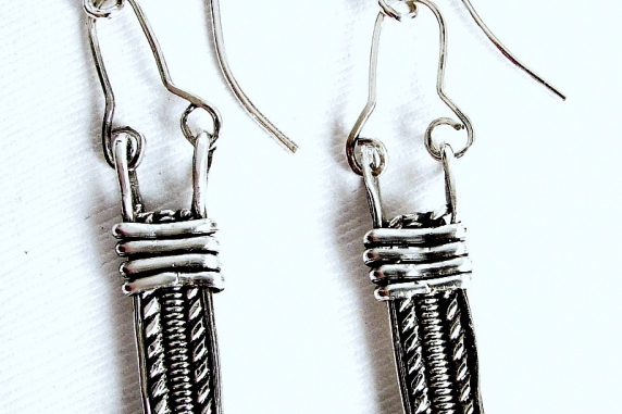 Sterling Silver Pattern  Wire wrapped Earrings