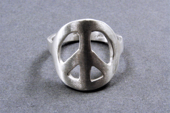 Sterling Silver Handcrafted Peace Sign Ring - Any size