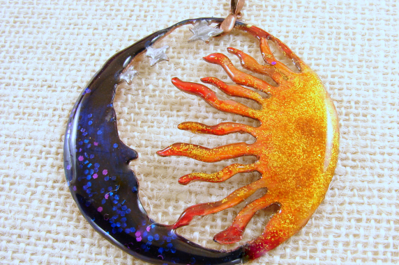 Sun Moon and Stars Pendant Necklace, Celestial Jewelry
