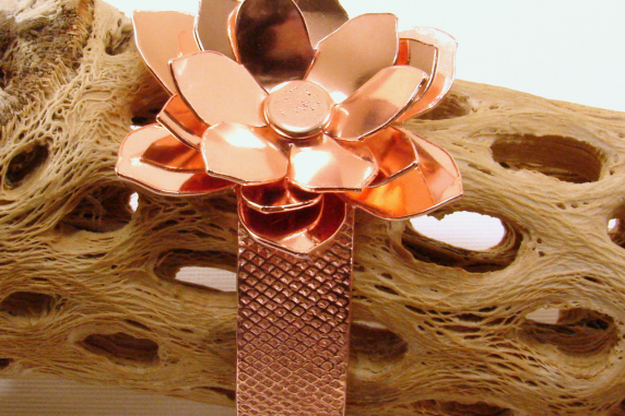 Copper Chrysanthemum Flower Bracelet Cuff