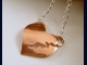 Brass or Copper Puffed Broken Heart Pendant with Chain