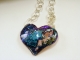 Inked Resin Puffed Broken Heart Pendant Necklace