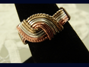 Tri Metal Hug Ring (Sterling  Silver, Copper, and Gold filled)