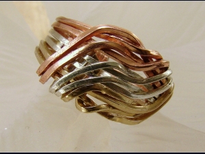 Tri-Metal Wave Ring (Sterling, Goldfill, Copper) Any size up to size 10