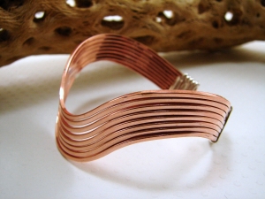 Copper and Sterling Silver Wavy Bracelet