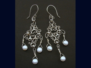 Sterling Silver Filigree and Pearl Earrings