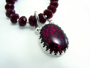 Ruby Quartz, Dichroic Glass and Sterling Silver